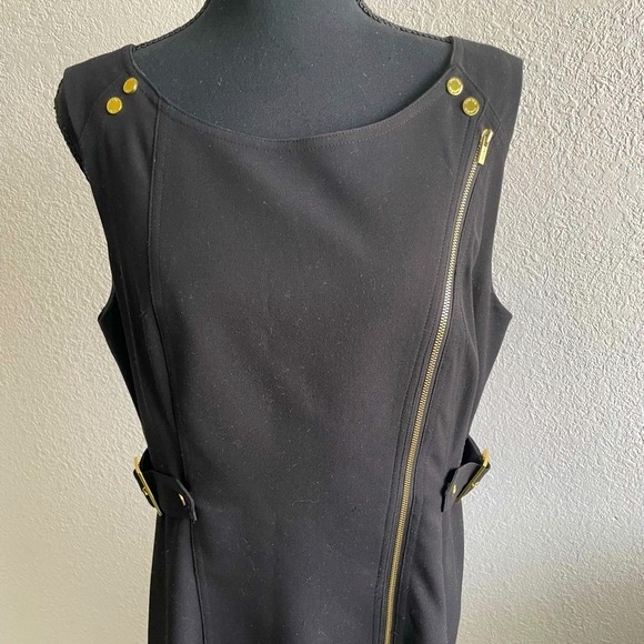 Calvin Klein Black Midi Dress with Gold Accents - Picture 8 of 15